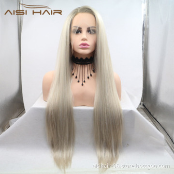 Aisi Hair Long Silky Straight Blonde Wig Synthetic Middle Part Lace Front Wig Heat Resistant Lace Frontal Wigs For Black Women